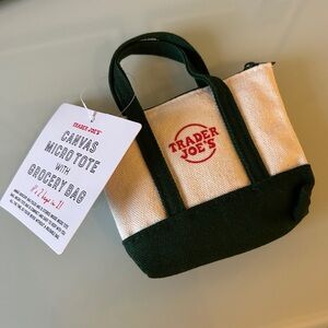 Trader Joe's Canvas Micro Tote - Cream and Green